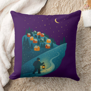 Almohada decorativa de la escena nocturna del pase