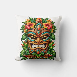 Almohada decorativa de la máscara tiki de floració