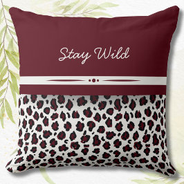 Almohada decorativa de Leopardo Blanco y Borgoña