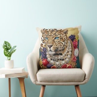 Almohada decorativa de leopardo ecléctico con perl