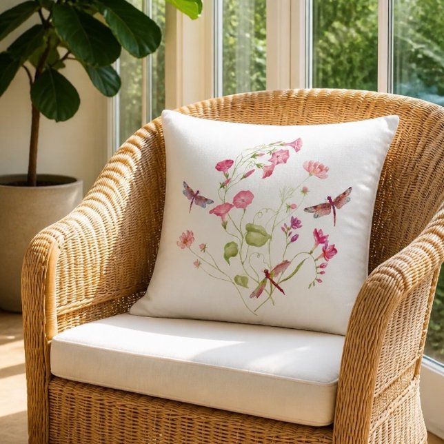 Almohada decorativa de libélula floral rosa (Subido por el creador)
