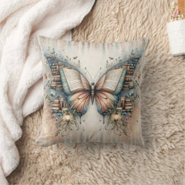 Almohada decorativa de libro floral de mariposa, d