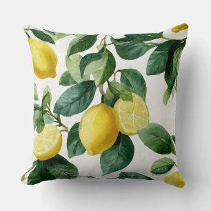 Almohada decorativa de limones y hojas