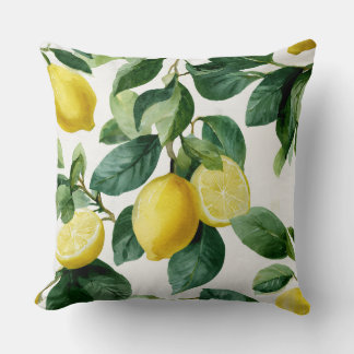 Almohada decorativa de limones y hojas 