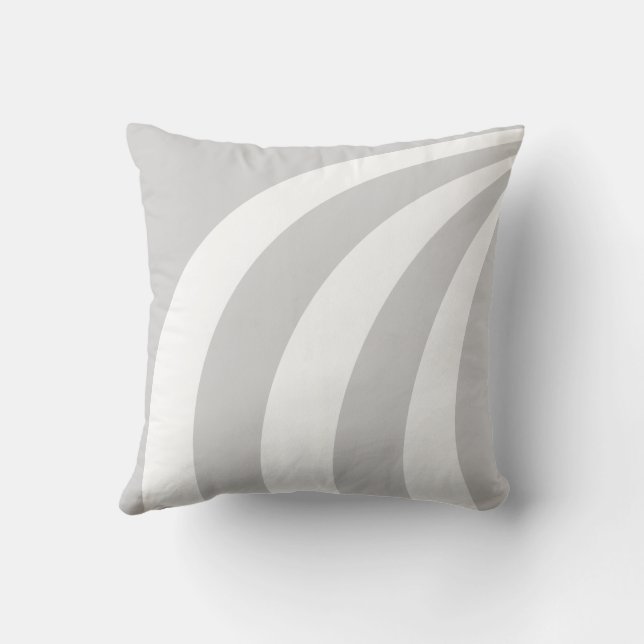 Almohada decorativa de líneas onduladas grises y b (Reverso)
