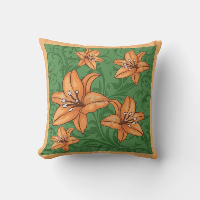 Almohada decorativa de lirio naranja (Anverso)
