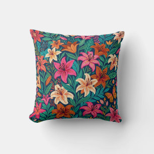 Almohada decorativa de lirios y mariposas abstract