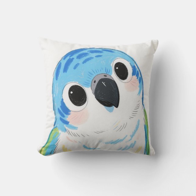 Almohada decorativa de loro azul adorable (Anverso)