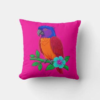 Almohada decorativa de loro tropical vibrante