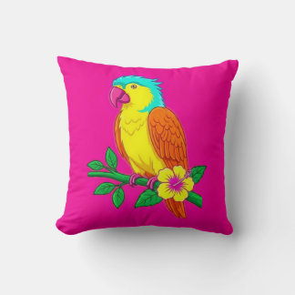 Almohada decorativa de loro tropical vibrante