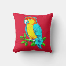 Almohada decorativa de loro tropical vibrante