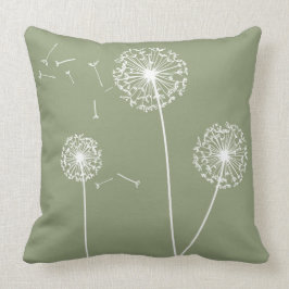 Almohada decorativa de los dientes de león verdes