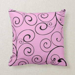 Almohada decorativa de los remolinos del rosa y