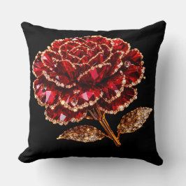 Almohada Decorativa de Lujo Rosa de Cristal Rojo R