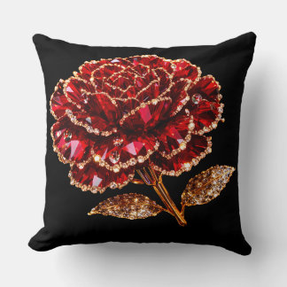 Almohada Decorativa de Lujo Rosa de Cristal Rojo R