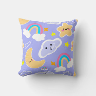 Almohada decorativa de luna y estrellas con patrón