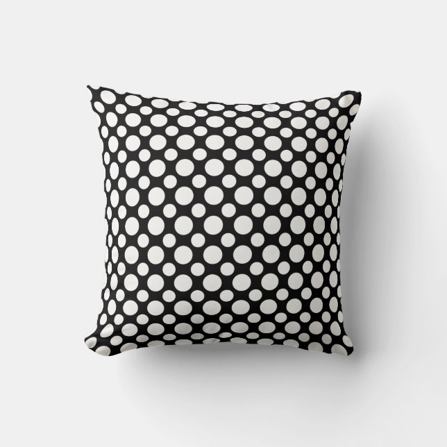 Almohada decorativa de lunares blancos sobre negro (Anverso)