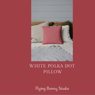 Almohada Decorativa De Lunares Blancos Sobre Rojo