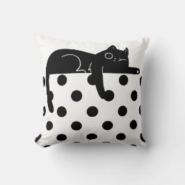 Almohada decorativa de lunares de gato negro