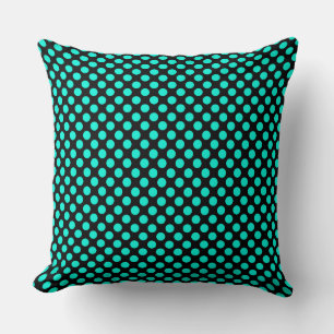 Almohada decorativa de lunares verde aguamarina pe