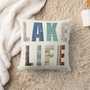 Almohada decorativa de madera rústica "VIDA EN EL 