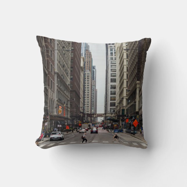 Almohada decorativa de Madison Street Chicago (Anverso)