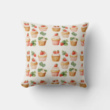 Almohada decorativa de magdalena de fresa Cottagec