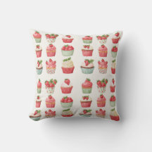 Almohada decorativa de magdalena de fresa Cottagec