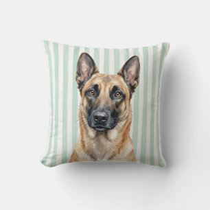 Almohada decorativa de Malinois belga con acuarela