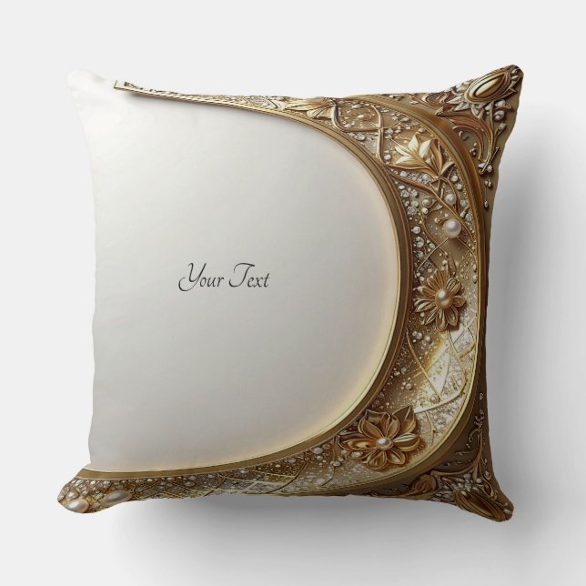 Almohada decorativa de marco dorado ornamentado (Anverso)