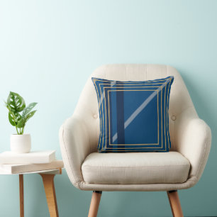 Almohada decorativa de marcos azules y dorados