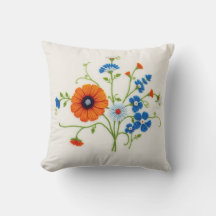 Almohada decorativa de marfil con bordado floral C