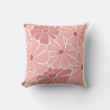 Almohada decorativa de margarita retro suave coral