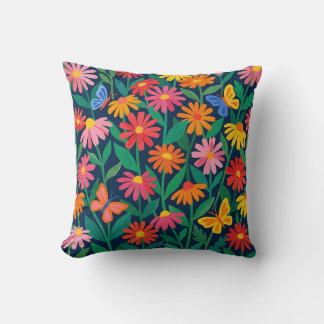 Almohada decorativa de margarita y mariposa al est