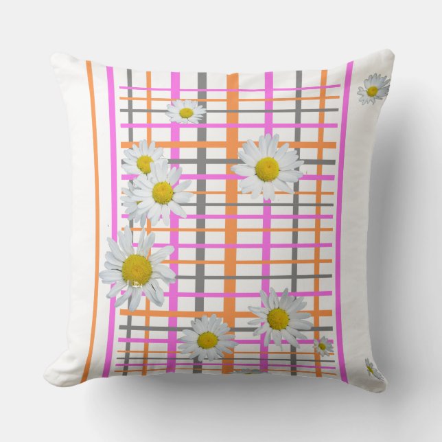Almohada decorativa de margaritas blancas con esta (Anverso)