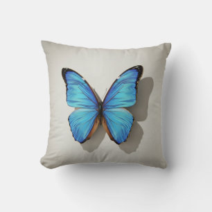 Almohada decorativa de mariposa azul inspirada en 