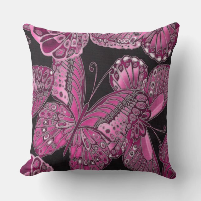 Almohada decorativa de mariposa rosa (Anverso)