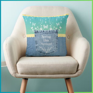 Almohada decorativa de mariposas de primavera