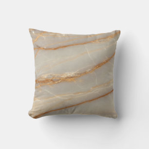 Almohada decorativa de mármol beige y dorado elega