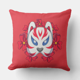 Almohada decorativa de máscara de zorro Kitsune ja
