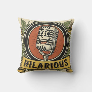 Almohada decorativa de micrófono riendo vintage