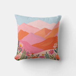 Almohada decorativa de montaña naranja rosa