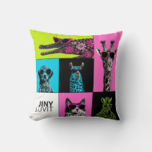 Almohada decorativa de mosaico de animales colorid