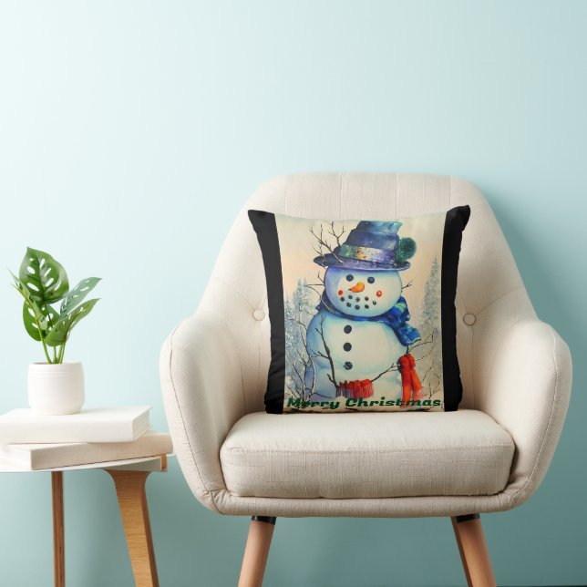 Almohada decorativa de muñeco de nieve en acuarela (Silla)