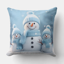 Almohada decorativa de muñeco de nieve navideño ad