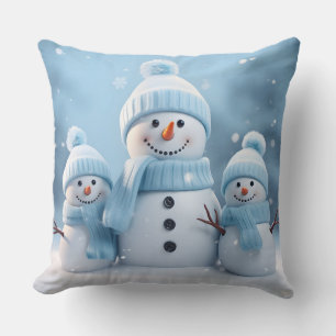 Almohada decorativa de muñeco de nieve navideño ad