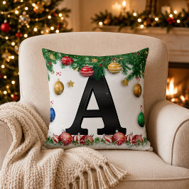 Almohada decorativa de Navidad con monograma perso