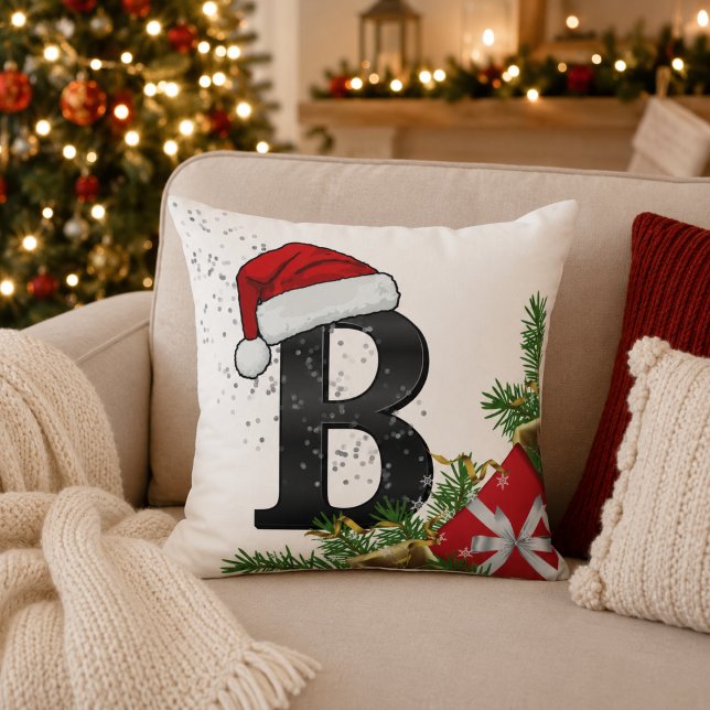 Almohada decorativa de Navidad con monograma perso (Subido por el creador)