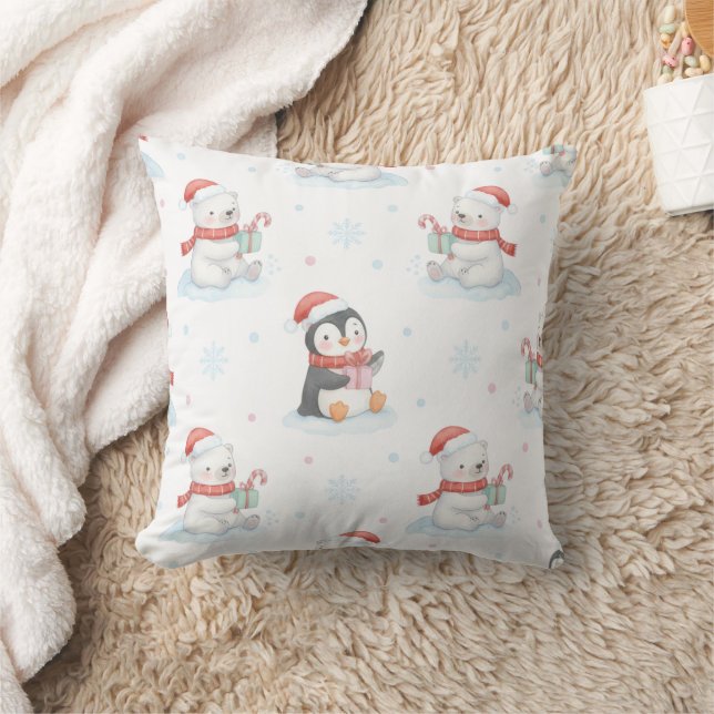 Almohada decorativa de Navidad con osos polares y  (Manta)