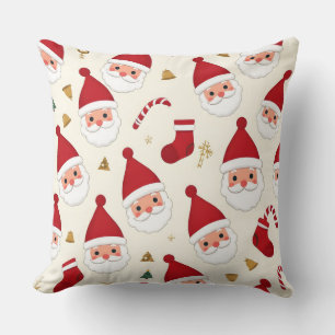 Almohada decorativa de Navidad con patrón de Santa